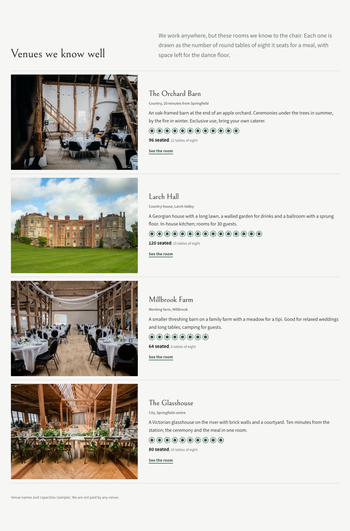 LT Wedding design: venues section