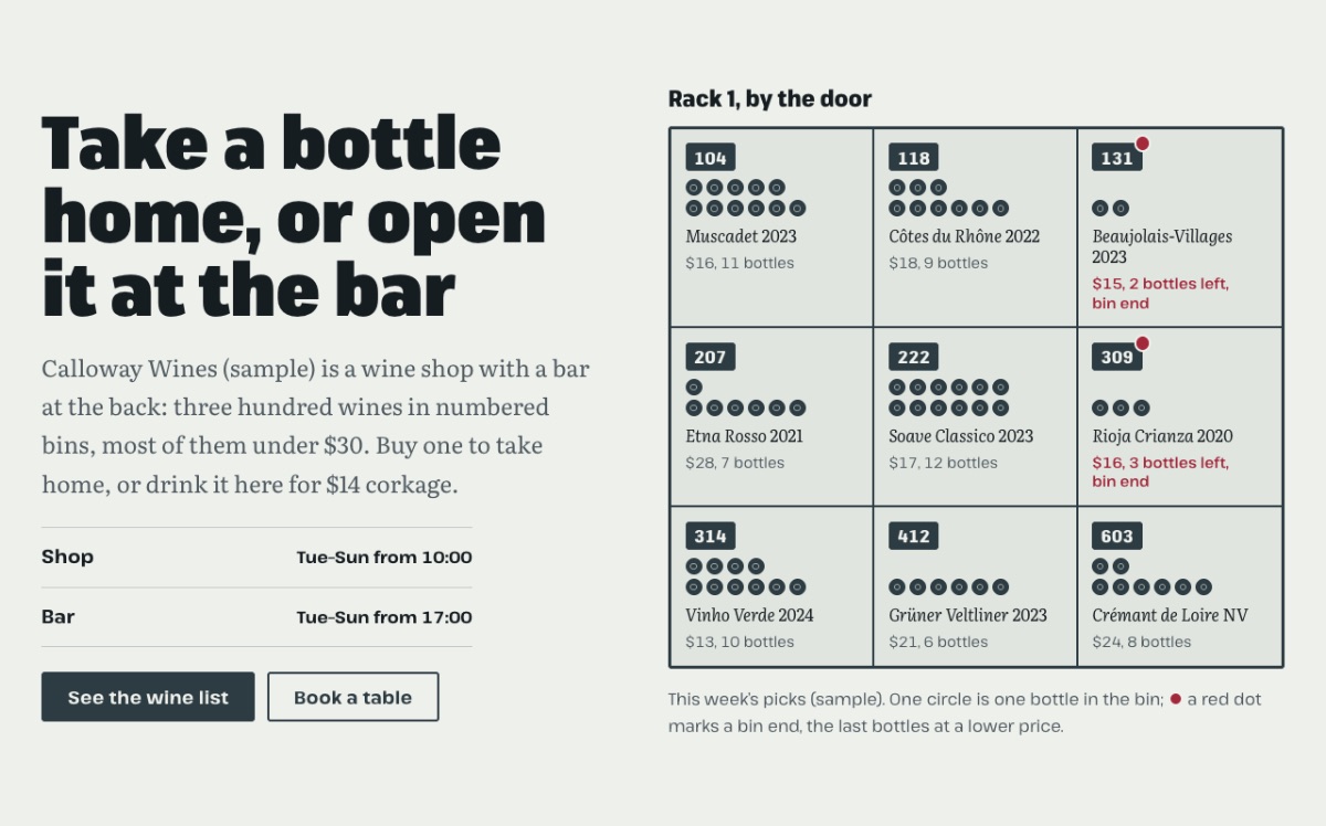 LT Wine Shop design: rack section