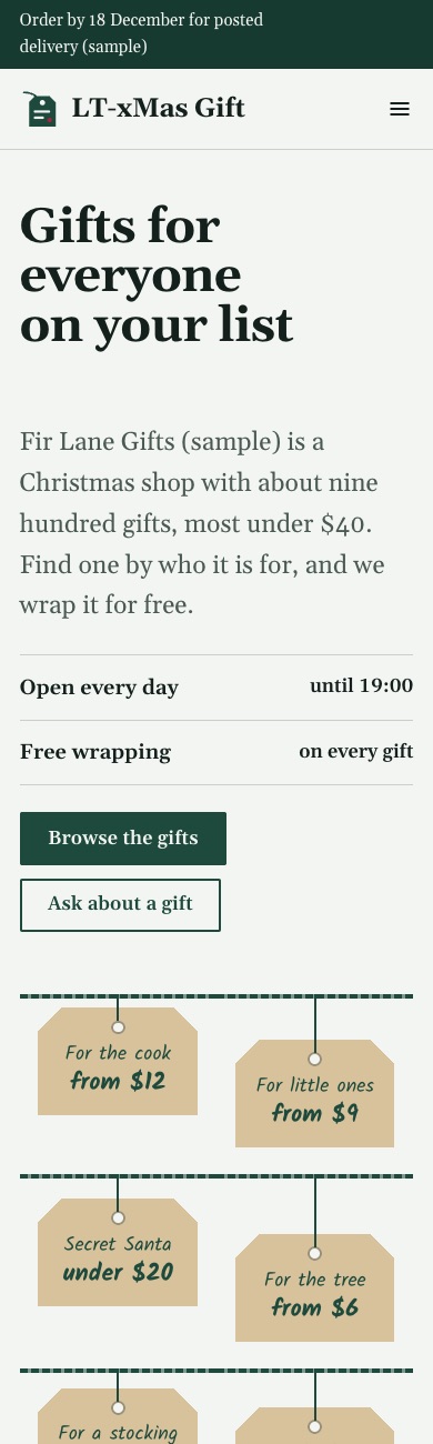 LT xMas Gift design on a phone