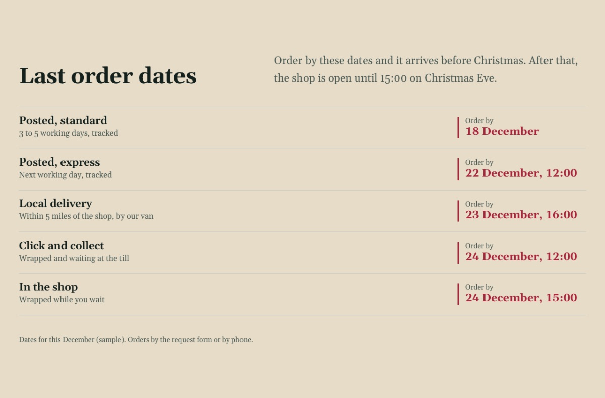 LT xMas Gift design: dates section